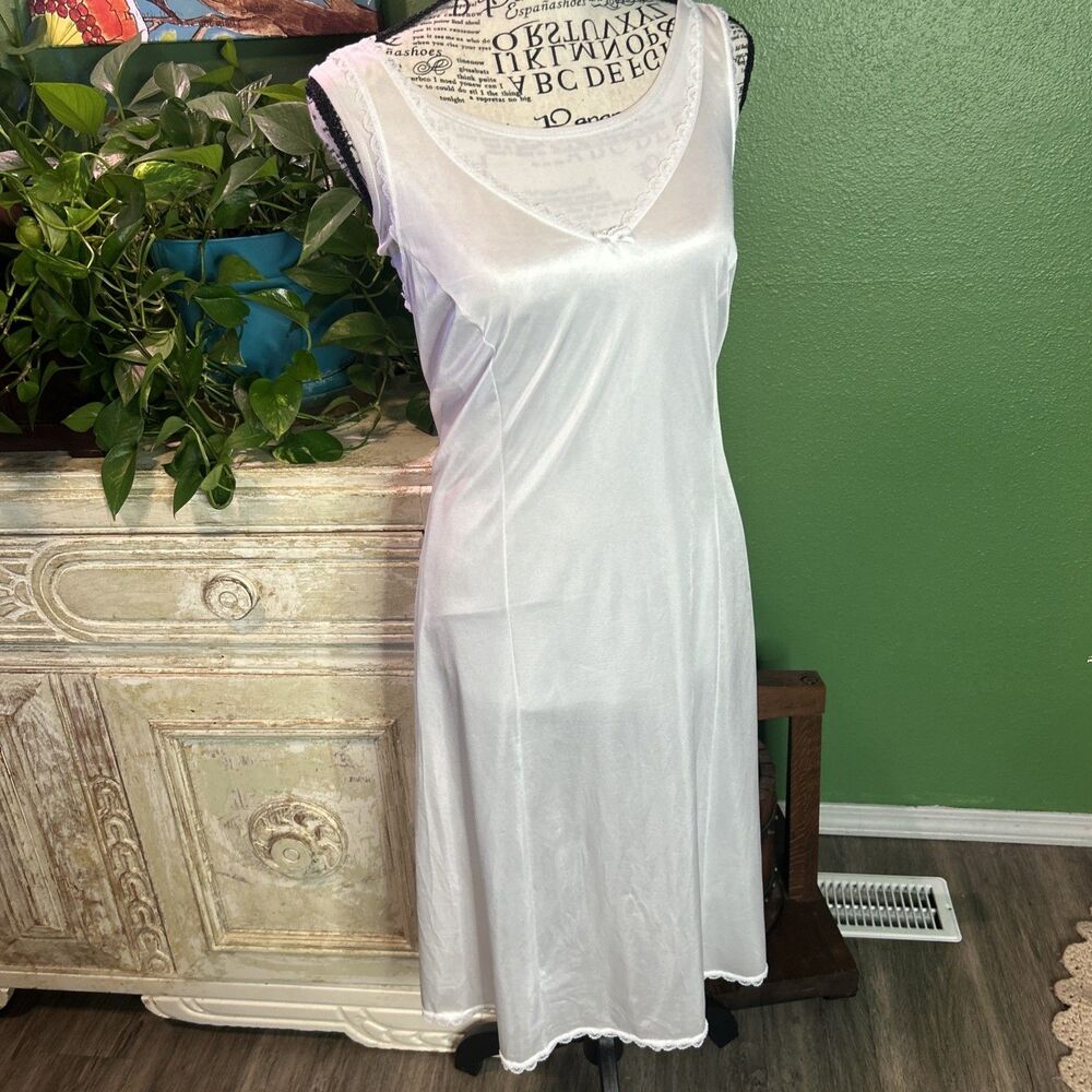 Vintage Montgomery Ward White Night Granny Slip With Lace Trim 36